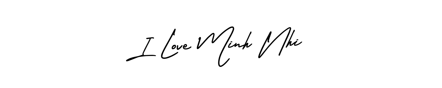 This is the best signature style for the I Love Minh Nhi name. Also you like these signature font (AmerikaSignatureDemo-Regular). Mix name signature. I Love Minh Nhi signature style 3 images and pictures png